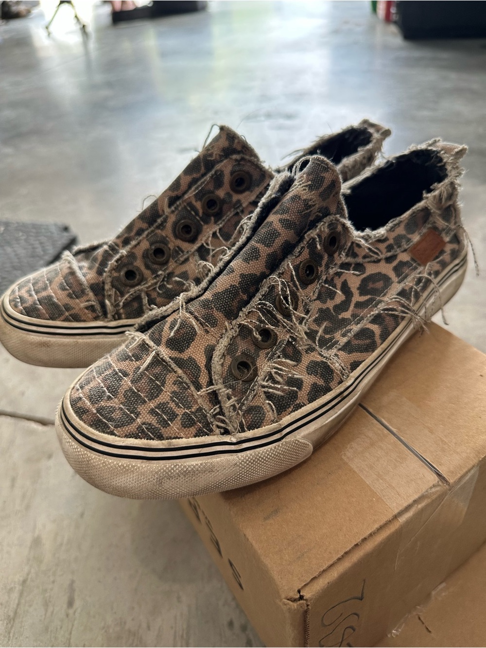 Women’s Leopard Print Slip-On Canvas Sneakers in Tan and Black